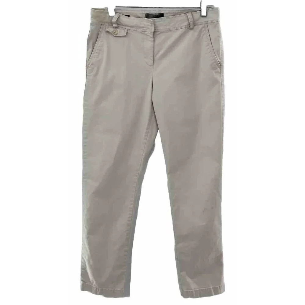 Talbots Pants Womens 8 Beige Signature Straight Pockets Artsy Work Canvas Chinos